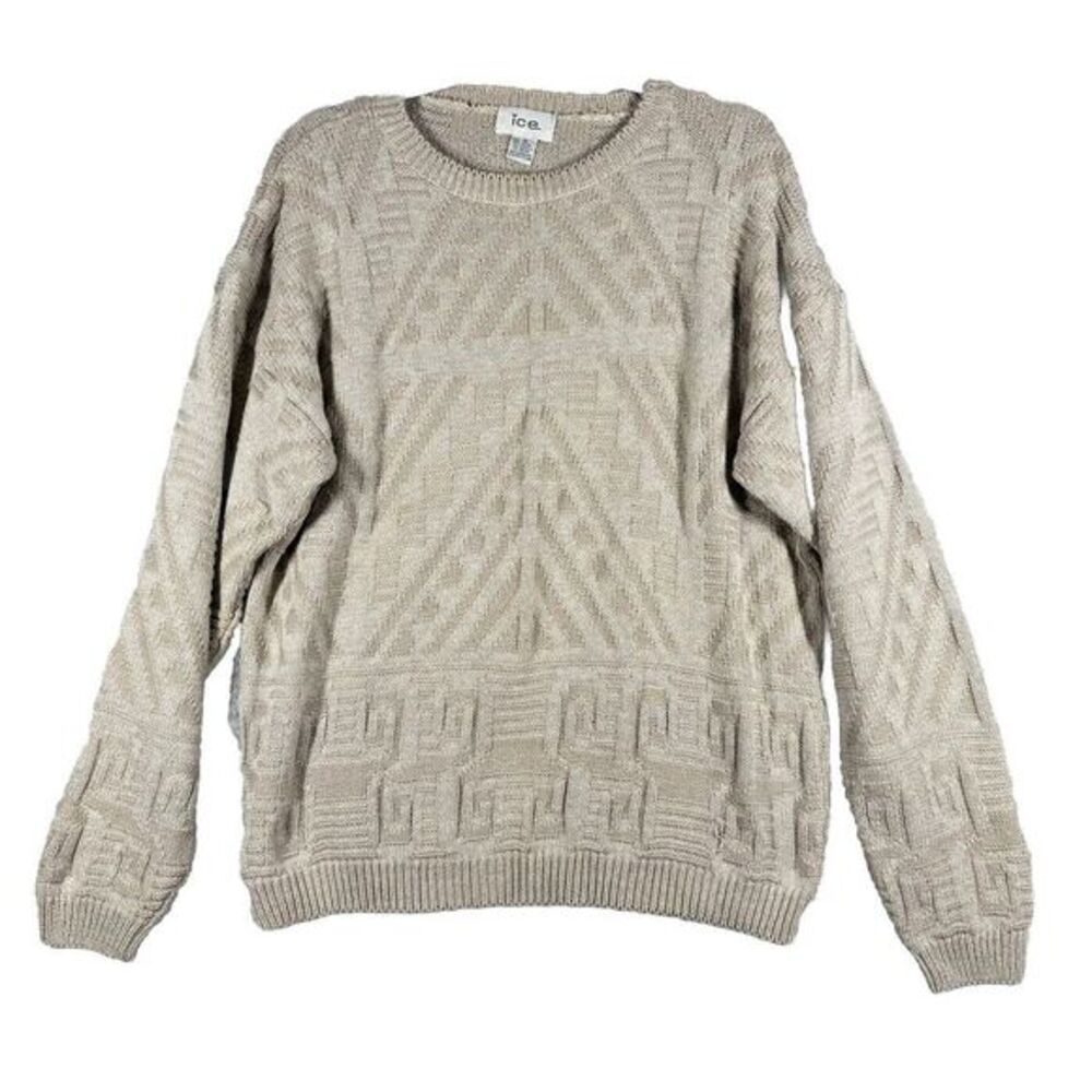 ICE Colored Vintage Pullover Cable‎ Knit Sweater Rayon Blended Size XL